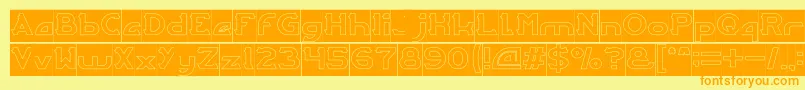 ARCADE Hollow Inverse-Schriftart – Orangefarbene Schriften auf gelbem Hintergrund