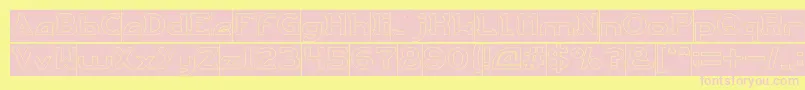 Fonte ARCADE Hollow Inverse – fontes rosa em um fundo amarelo