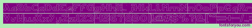 ARCADE Hollow Inverse-fontti – violetit fontit vihreällä taustalla