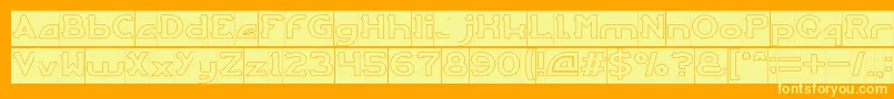 Fonte ARCADE Hollow Inverse – fontes amarelas em um fundo laranja
