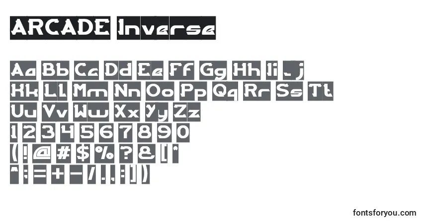 Шрифт ARCADE Inverse – алфавит, цифры, специальные символы