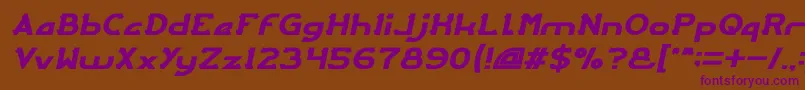 Czcionka ARCADE Italic – fioletowe czcionki na brązowym tle