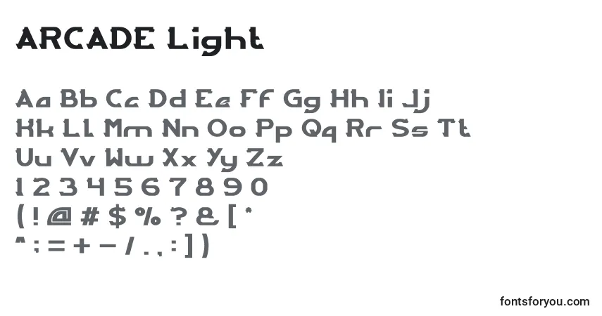 ARCADE Light-fontti – aakkoset, numerot, erikoismerkit