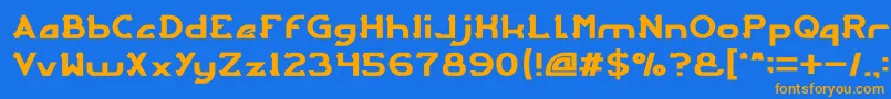 フォントARCADE Light – オレンジ色の文字が青い背景にあります。