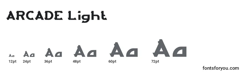 Größen der Schriftart ARCADE Light