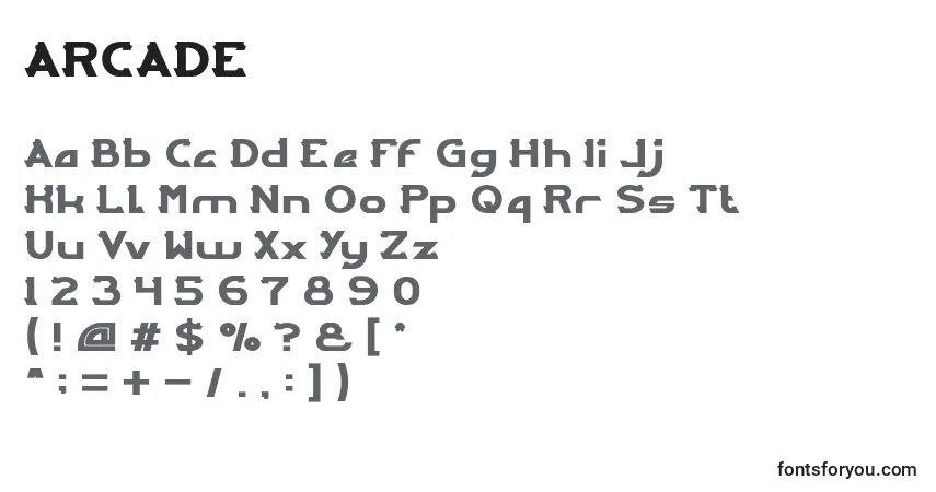 ARCADE (119853)-fontti – aakkoset, numerot, erikoismerkit