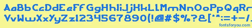 フォントARCADE – 青い文字が黄色の背景にあります。