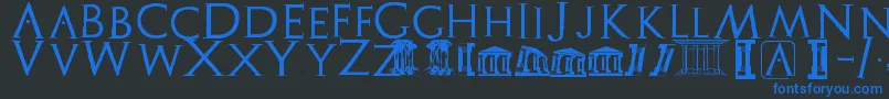 Archeologicaps Font – Blue Fonts on Black Background