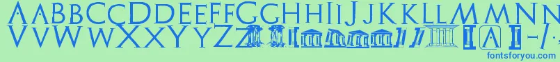 Archeologicaps Font – Blue Fonts on Green Background