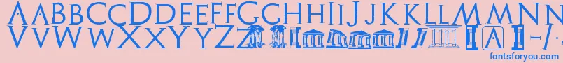 Archeologicaps Font – Blue Fonts on Pink Background