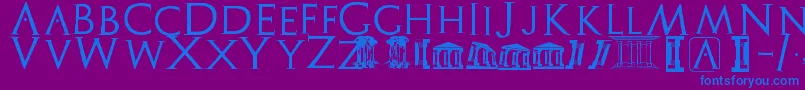 Archeologicaps Font – Blue Fonts on Purple Background