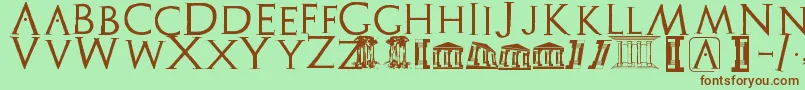 Archeologicaps-Schriftart – Braune Schriften auf grünem Hintergrund