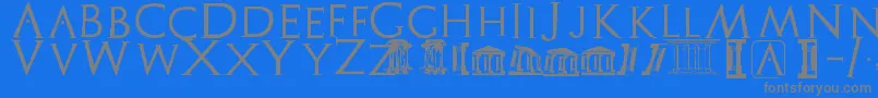 Archeologicaps-Schriftart – Graue Schriften auf blauem Hintergrund