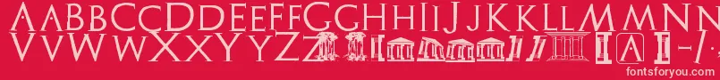 Archeologicaps Font – Pink Fonts on Red Background