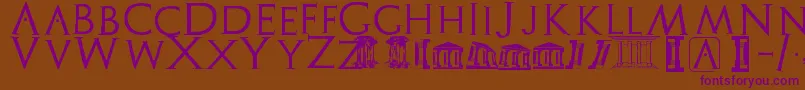 Archeologicaps-Schriftart – Violette Schriften auf braunem Hintergrund