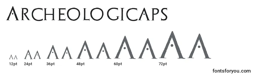 Größen der Schriftart Archeologicaps (119859)