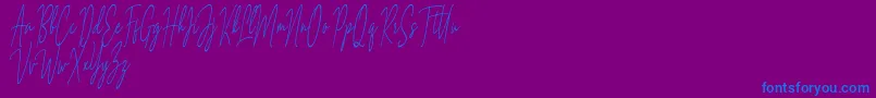 Weitere Informationen zur Archie Websters-Schriftart Archie Websters-Schriftart – Blaue Schriften auf violettem Hintergrund