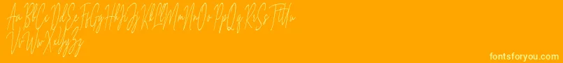 Archie Websters-Schriftart – Gelbe Schriften auf orangefarbenem Hintergrund