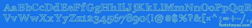 Archistico Bold-Schriftart – Grüne Schriften auf blauem Hintergrund