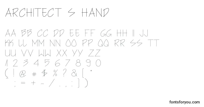 Schriftart Architect s Hand – Alphabet, Zahlen, spezielle Symbole