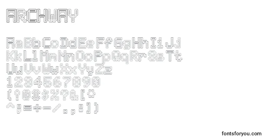 Czcionka ARCHWAY  (119864) – alfabet, cyfry, specjalne znaki