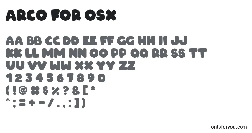 A fonte ARCO for OSX – alfabeto, números, caracteres especiais