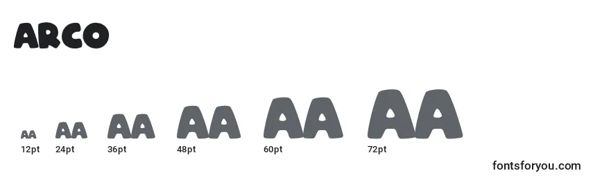 Размеры шрифта ARCO