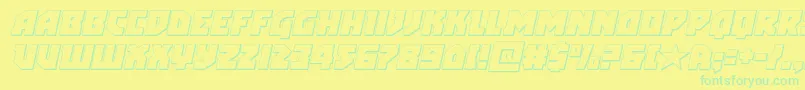 フォントarcticguardian3dital – 黄色い背景に緑の文字
