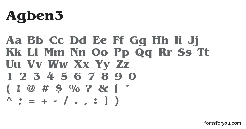 Czcionka Agben3 – alfabet, cyfry, specjalne znaki