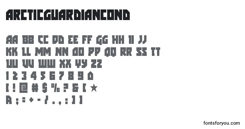 Schriftart Arcticguardiancond – Alphabet, Zahlen, spezielle Symbole