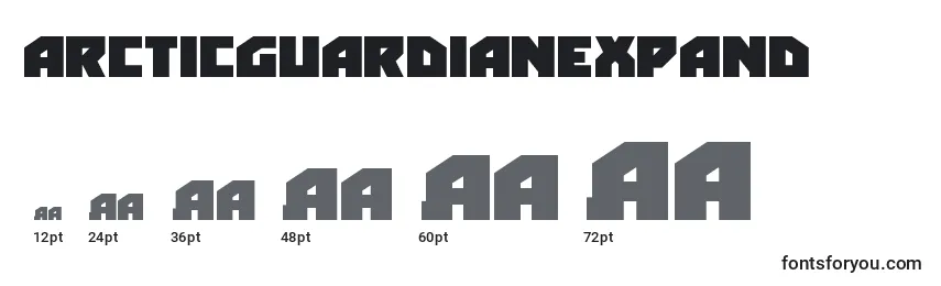 Размеры шрифта Arcticguardianexpand