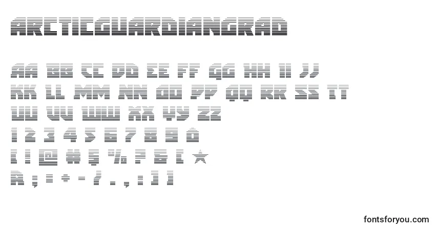 A fonte Arcticguardiangrad – alfabeto, números, caracteres especiais