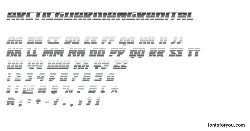 Czcionka Arcticguardiangradital – alfabet, cyfry, specjalne znaki