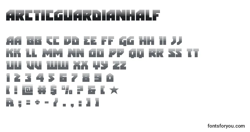 Czcionka Arcticguardianhalf – alfabet, cyfry, specjalne znaki