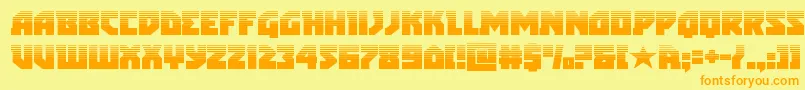 Fonte arcticguardianhalf – fontes laranjas em um fundo amarelo