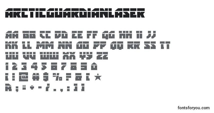 Schriftart Arcticguardianlaser – Alphabet, Zahlen, spezielle Symbole