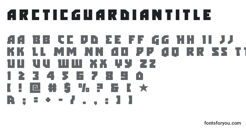 Шрифт Arcticguardiantitle – алфавит, цифры, специальные символы