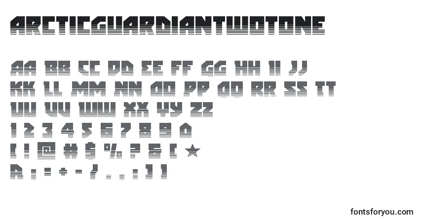 A fonte Arcticguardiantwotone – alfabeto, números, caracteres especiais