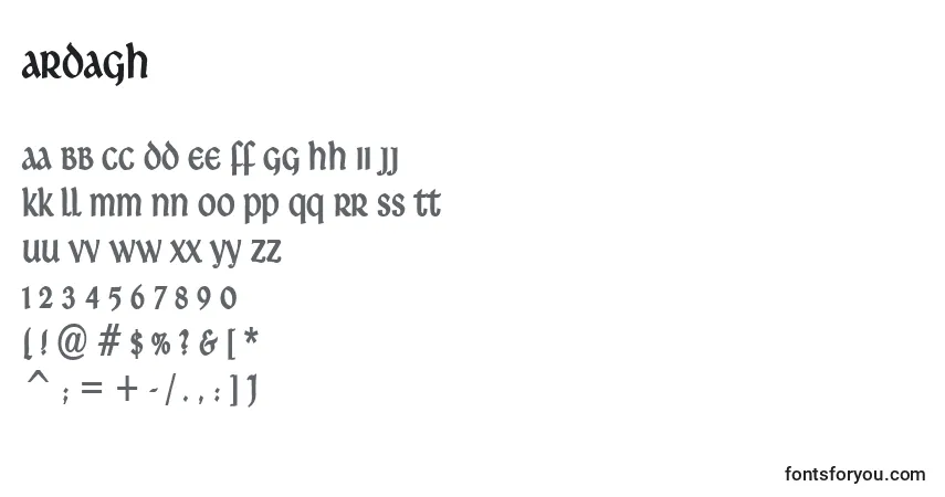 Czcionka Ardagh (119888) – alfabet, cyfry, specjalne znaki