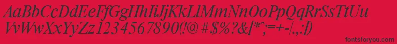 フォントRiccioneserialLightItalic – 赤い背景に黒い文字