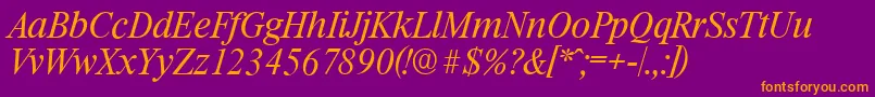 RiccioneserialLightItalic Font – Orange Fonts on Purple Background