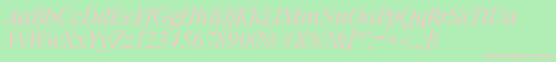 RiccioneserialLightItalic Font – Pink Fonts on Green Background
