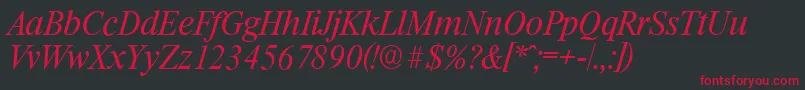 RiccioneserialLightItalic Font – Red Fonts on Black Background