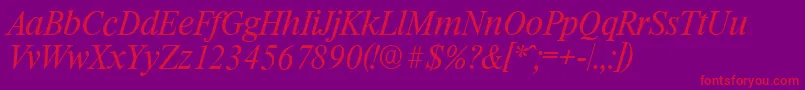 RiccioneserialLightItalic Font – Red Fonts on Purple Background