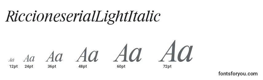 Размеры шрифта RiccioneserialLightItalic