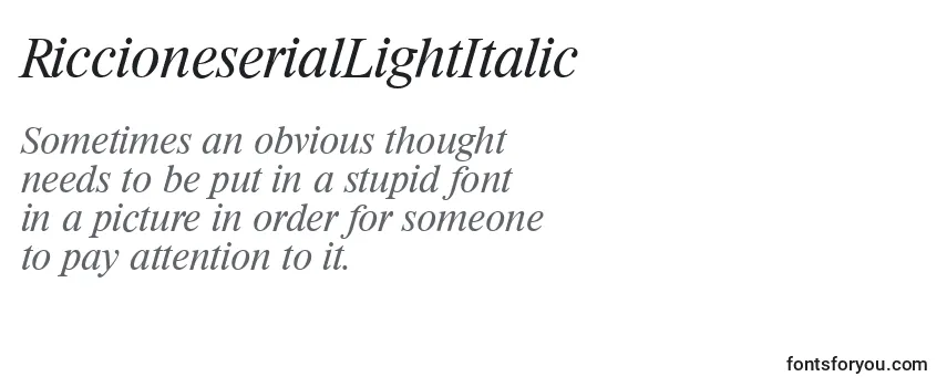 RiccioneserialLightItalic Font