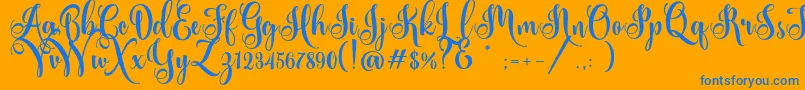 Ardilla Personal Use-Schriftart – Blaue Schriften auf orangefarbenem Hintergrund