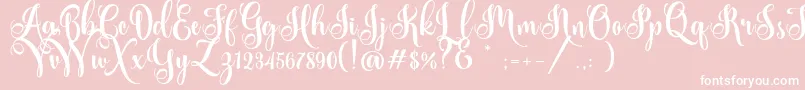 Ardilla Personal Use-Schriftart – Weiße Schriften auf rosa Hintergrund