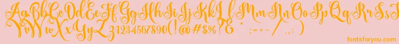 Ardilla Personal Use-Schriftart – Orangefarbene Schriften auf rosa Hintergrund