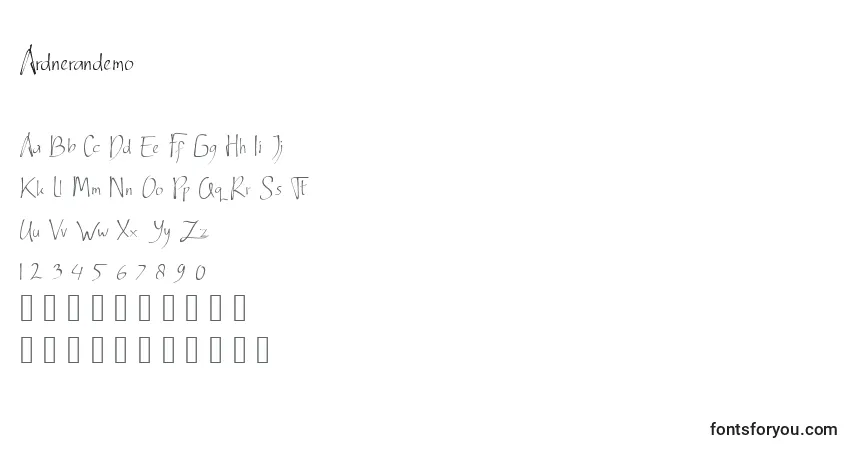 Шрифт Ardnerandemo – алфавит, цифры, специальные символы
